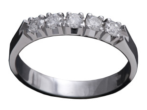 101 - Anello classico in oro bianco e diamanti naturali
