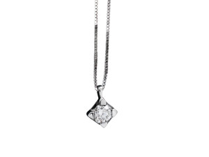 5001 - Collana classica in oro bianco e diamanti naturali