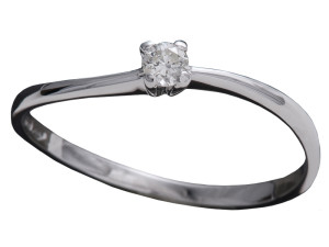 7004 - Anello classico in oro bianco e diamanti naturali