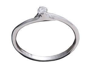 7008 - Anello classico in oro bianco e diamanti naturali