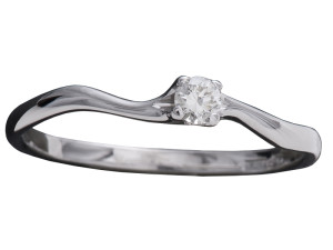 7010 - Anello classico in oro bianco e diamanti naturali