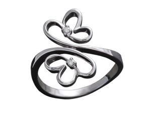 975 - Anello in oro bianco e diamanti naturali