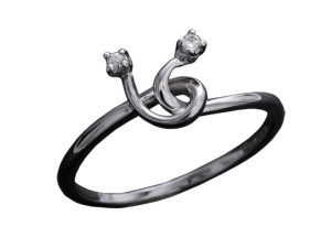 987 - Anello in oro bianco e diamanti naturali