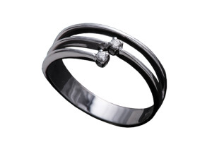 991 - Anello in oro bianco e diamanti naturali