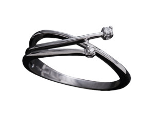 993 - Anello in oro bianco e diamanti naturali