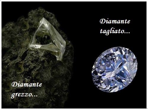 Diamante grezzo e tagliato